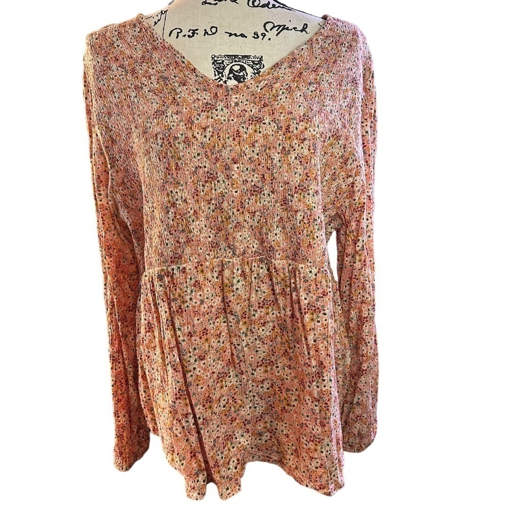 Sonoma Goods for Life Women’s Pink Salmon Floral Top 1X